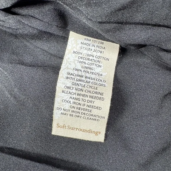 Soft Surroundings Wildwood Bolero Cropped Jacket Sz L Floral Embroidery Gray Wht - Picture 9 of 10